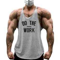 DO THE WORK Running Vests Mens Cotton Gym Stringer Tank Tops Bodybuilding Sleeveless Singlets Muscle Shirt Fitness Clothing