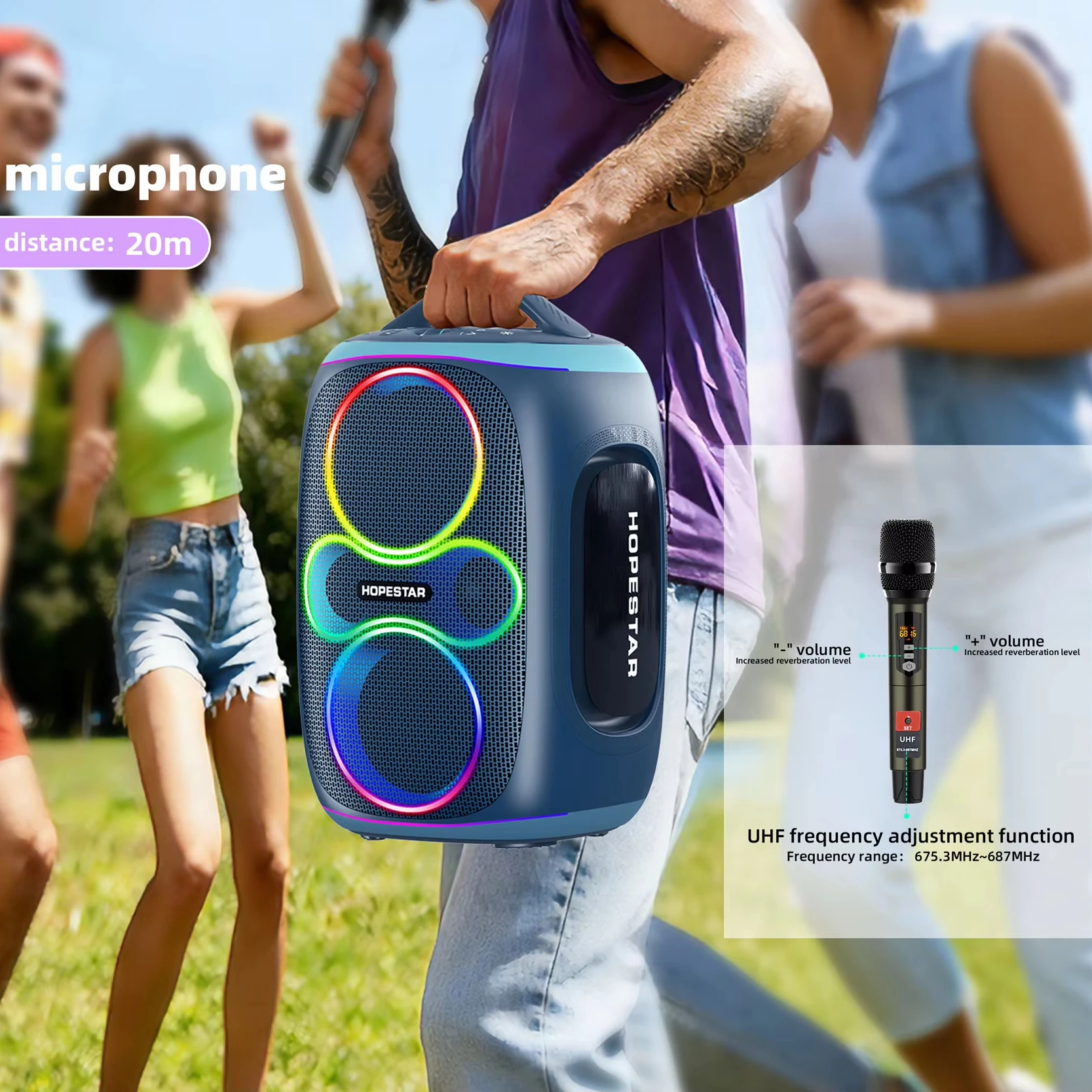 2026 NEW FACTORY HOPESTAR PARTY130ULTRA 450W High Quality Portable Speaker Party RGB Lighting Effect Karaoke With 2 Microphone