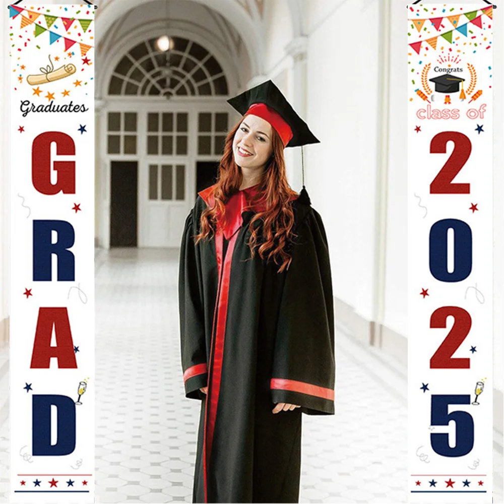 

Grad 2025 Graduation Couplets Class of 2025 Graduate Party Decoration Banner Photo Shoot Props Hanging Flag For Home Porch Gifts