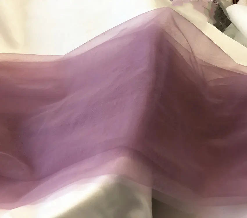 Purple Blue Pink Scene Layout Transparent Mesh Draping Fabric for Wedding Dress Hanfu Fabric