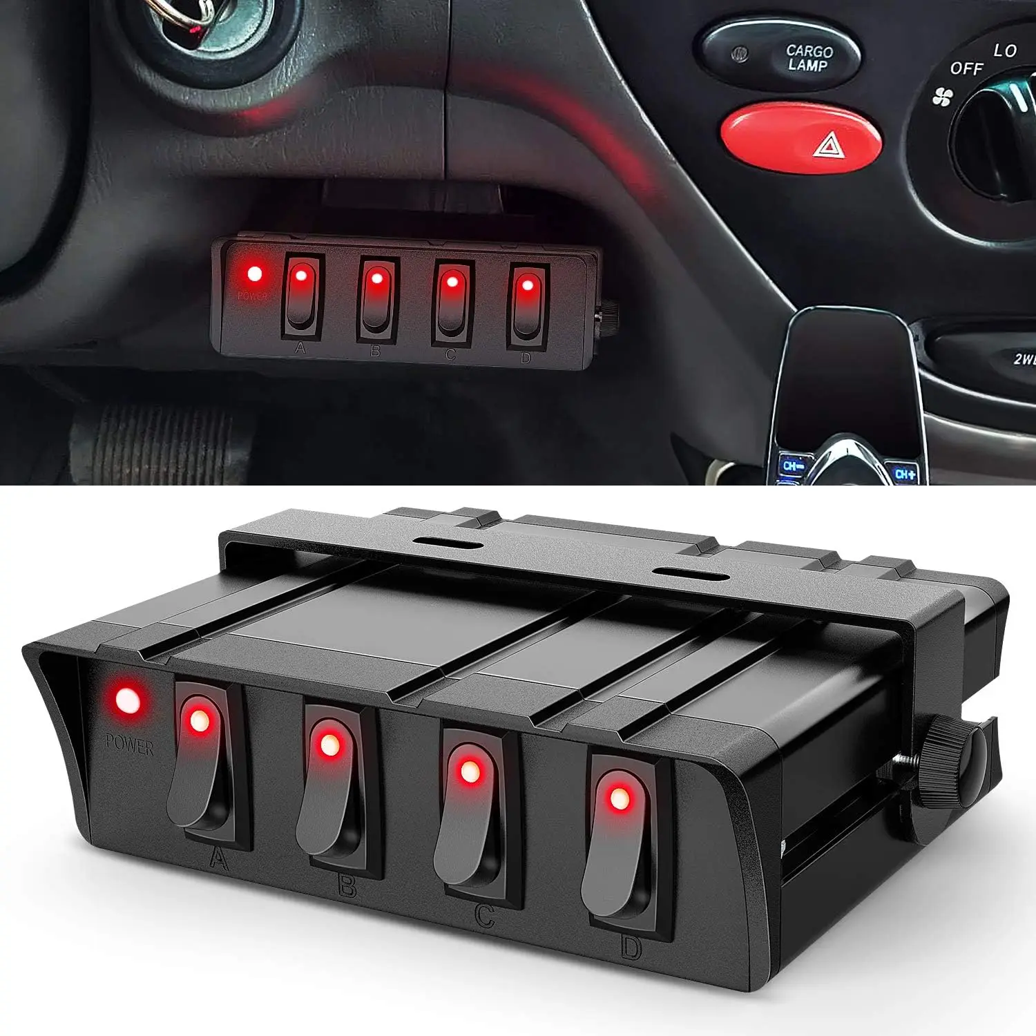Nilight 4/6 Gang SPST Rocker Switch Panel, 12V 24V 20A Toggle Switch Box, Heavy Duty Control Panel for Automotive, Marine, RV & SUV
