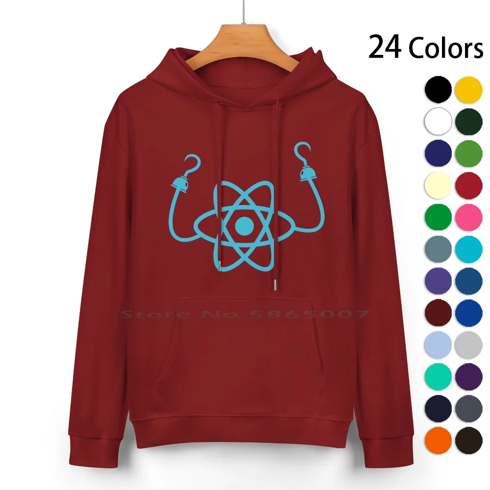 React Hooks Pure Cotton Hoodie Sweater 24 Colors React Js Hooks Reactjs Hooks Javascript Framework Js Library Geek Nerd