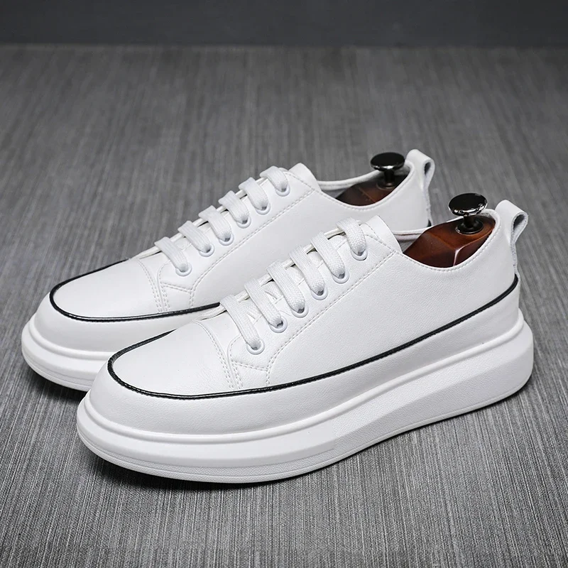 

Genuine Leather Men Casual Shoes Handmade Luxury Brand Mens Sneakers Moccasins Slip-on British Male Boat Shoes Increased Shoes