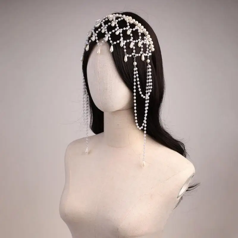 

Pearls Hair Jewelry Hair Chain Hairband Pageants Proms for Livehouse Nightclub