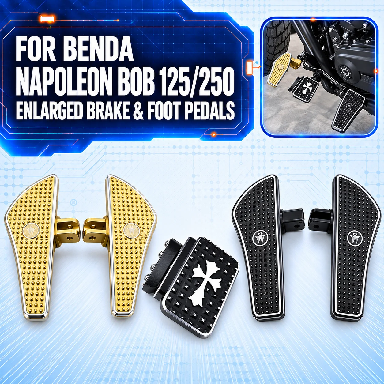 Brake Pedal Modified Accessories Fit For BENDA NAPOLEONBOB 125 250  Rear Brake Foot Pedal Parts
