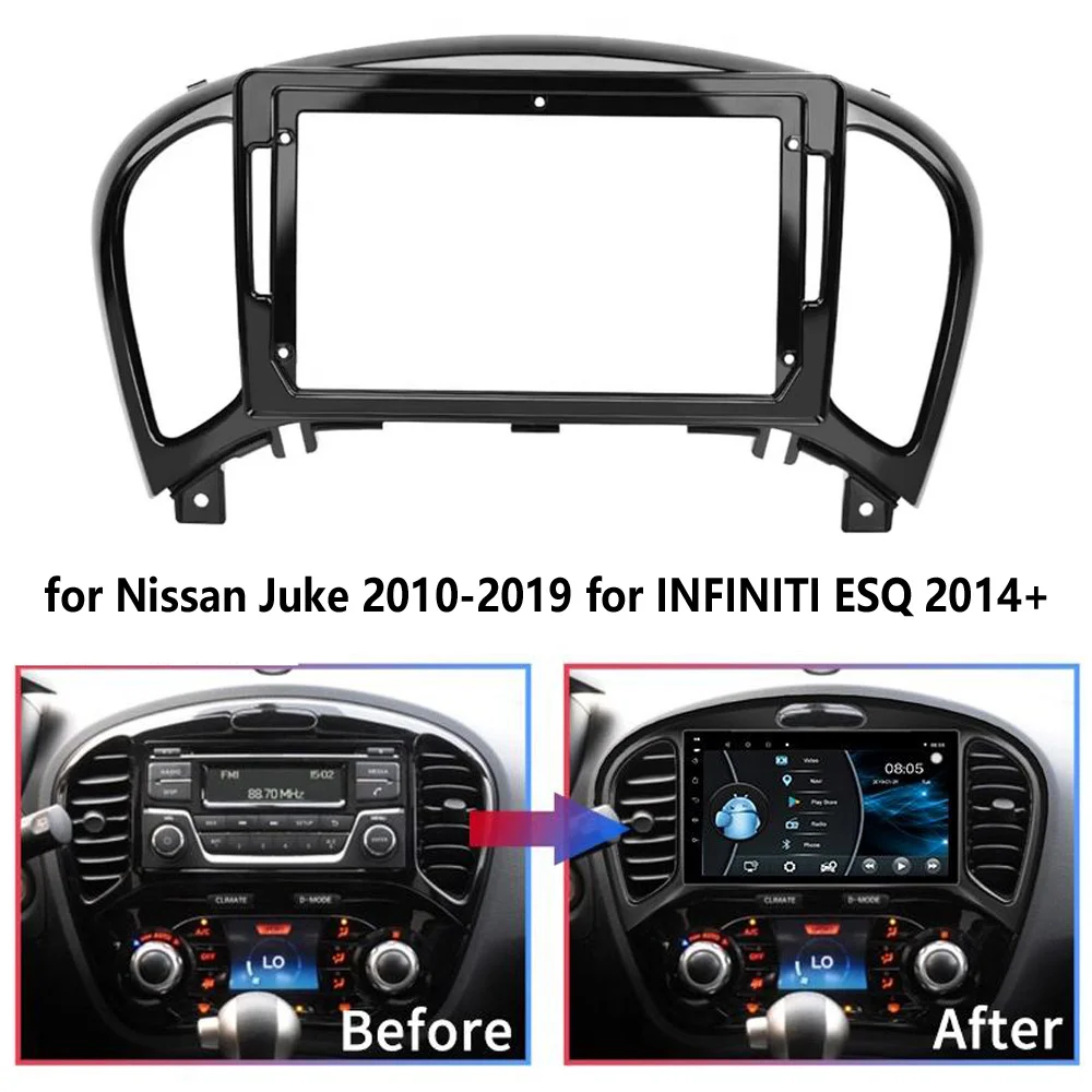 Radio Fascia Frame for Nissan Juke 2010-2019 for INFINITI ESQ 2014+ 22.86 cm Faceplates Car Double din Stereo Panel Audio Bezel