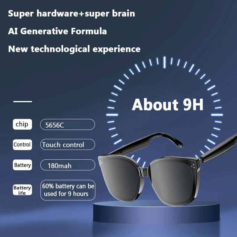 Smart Glasses Answer/Make Calls Unisex Bluetooth Glasses for Athletic/Outdoor UV Protection and Voice Control Sunglasses