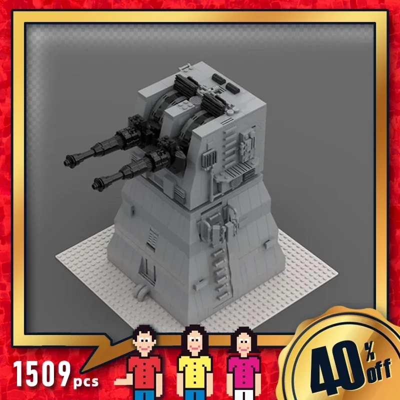 star series scene moc building blocks Heavy Weapon bricks modular Gun Turret Anti Aircraft  Defense star series scene