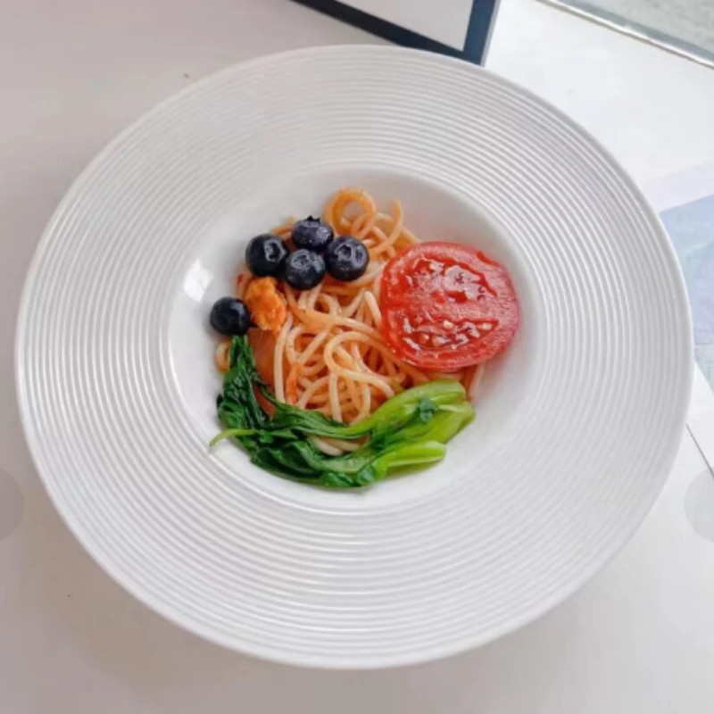 

Brushed Ceramic Steak Plate Restaurant Pasta Dish Dessert Snack Plate Circular Serving Plate Molecular Cuisine Tableware