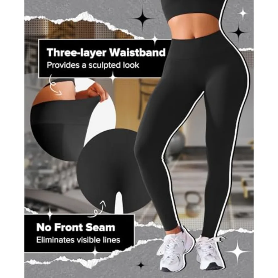 BRXL Butt Lifting Lycra No Front Seam Workout Leggings for Women Tummy Control High Waist Seamless Gym Running Leggings image 3