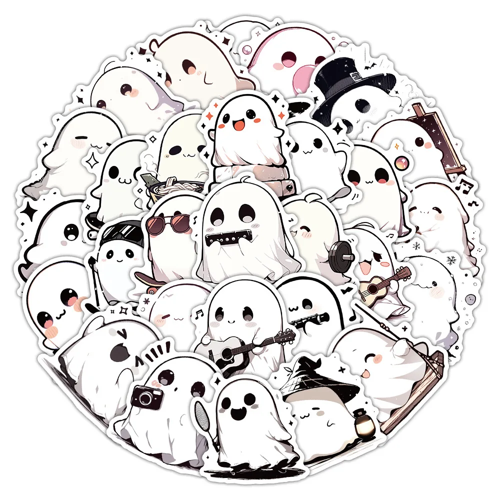 54Pcs Ghost Graffiti Stickers Halloween Cartoon Stickers Waterproof Stickers