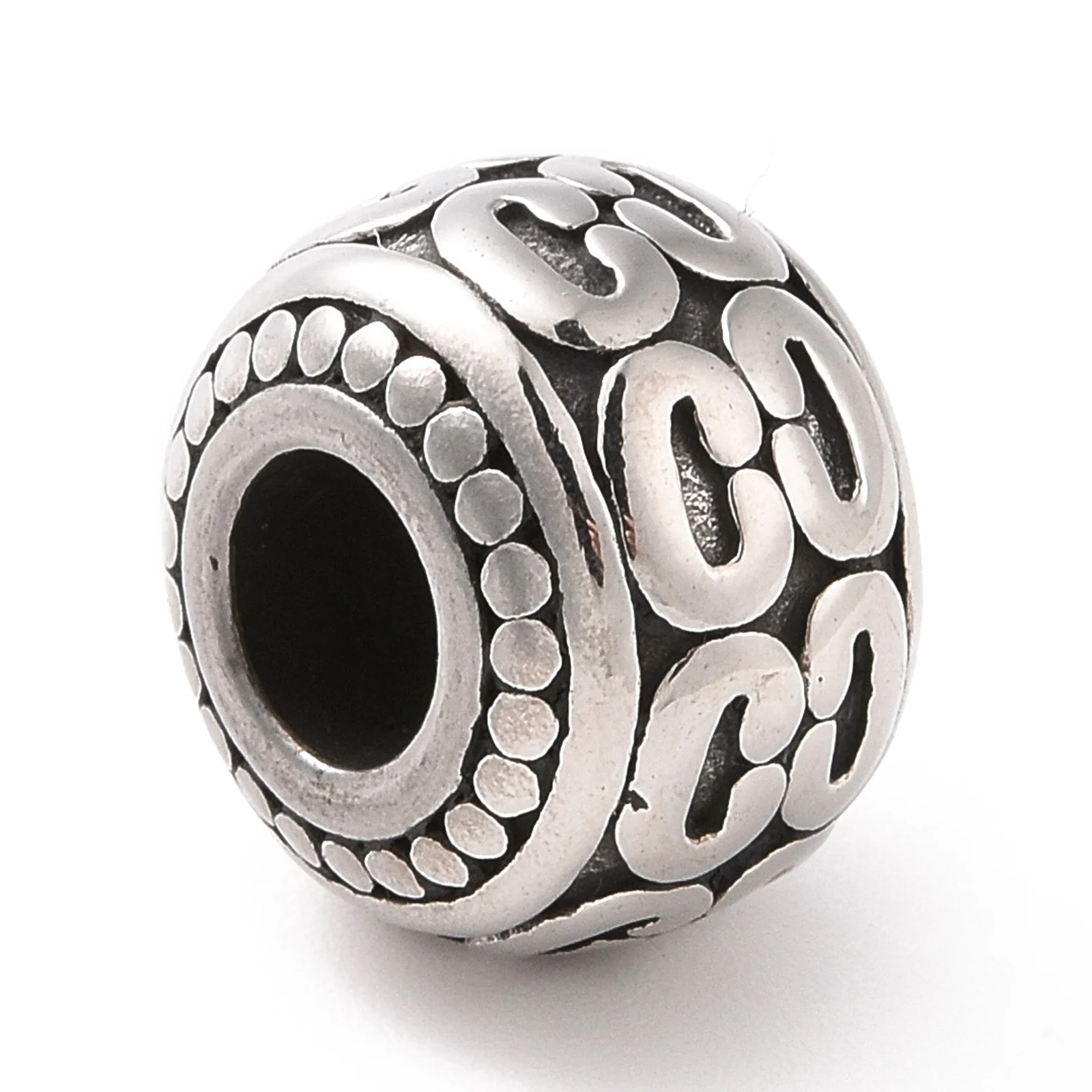 10pcs 304 Stainless Steel Metal Loose Spacer Beads Large Hole Charm Beads for Jewelry Making DIY Bracelet Necklace Supplies