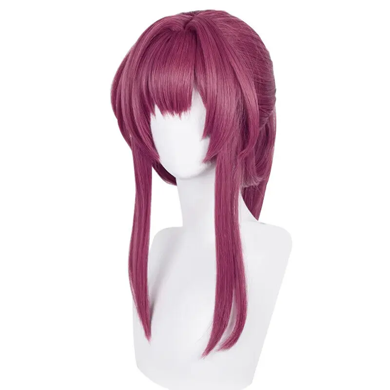 Game Honkai: Star Rail Kafka Cosplay Wigs 43cm Long Wine Red Silicone Hair