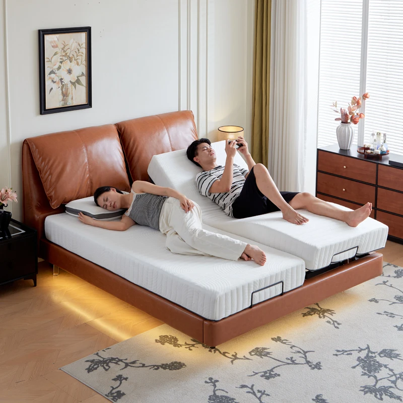Hotel Adjustable Modern Electric Queen Bed Intelligent Multifunctional Bed Frame Hotel Furniture with Massage Mattress