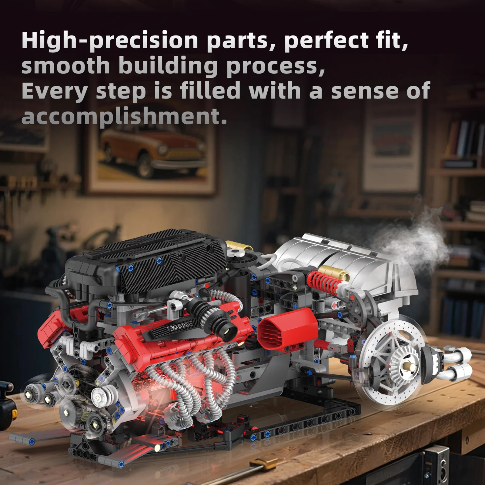 

K96211 engine model ornaments DIY toy, simulation engine building blocks, boys toy gifts, home decoration, educational toy gifts