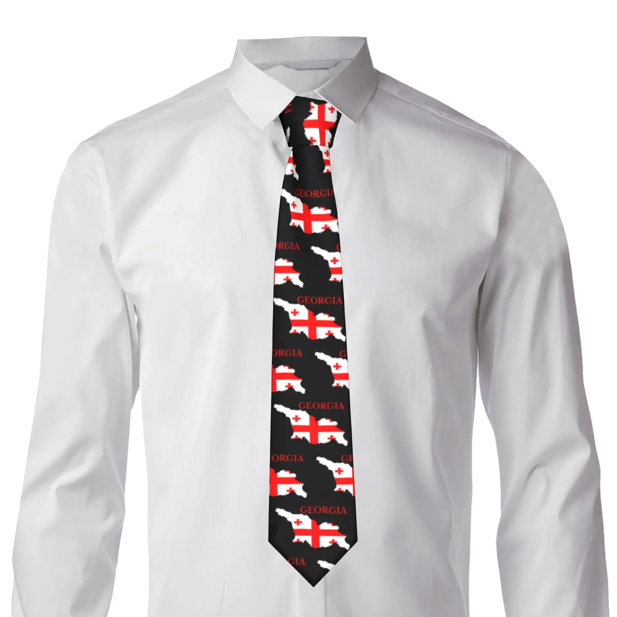 Classic Georgia Country Flag Map Ties for Wedding Men Georgian Proud Patriotic Necktie