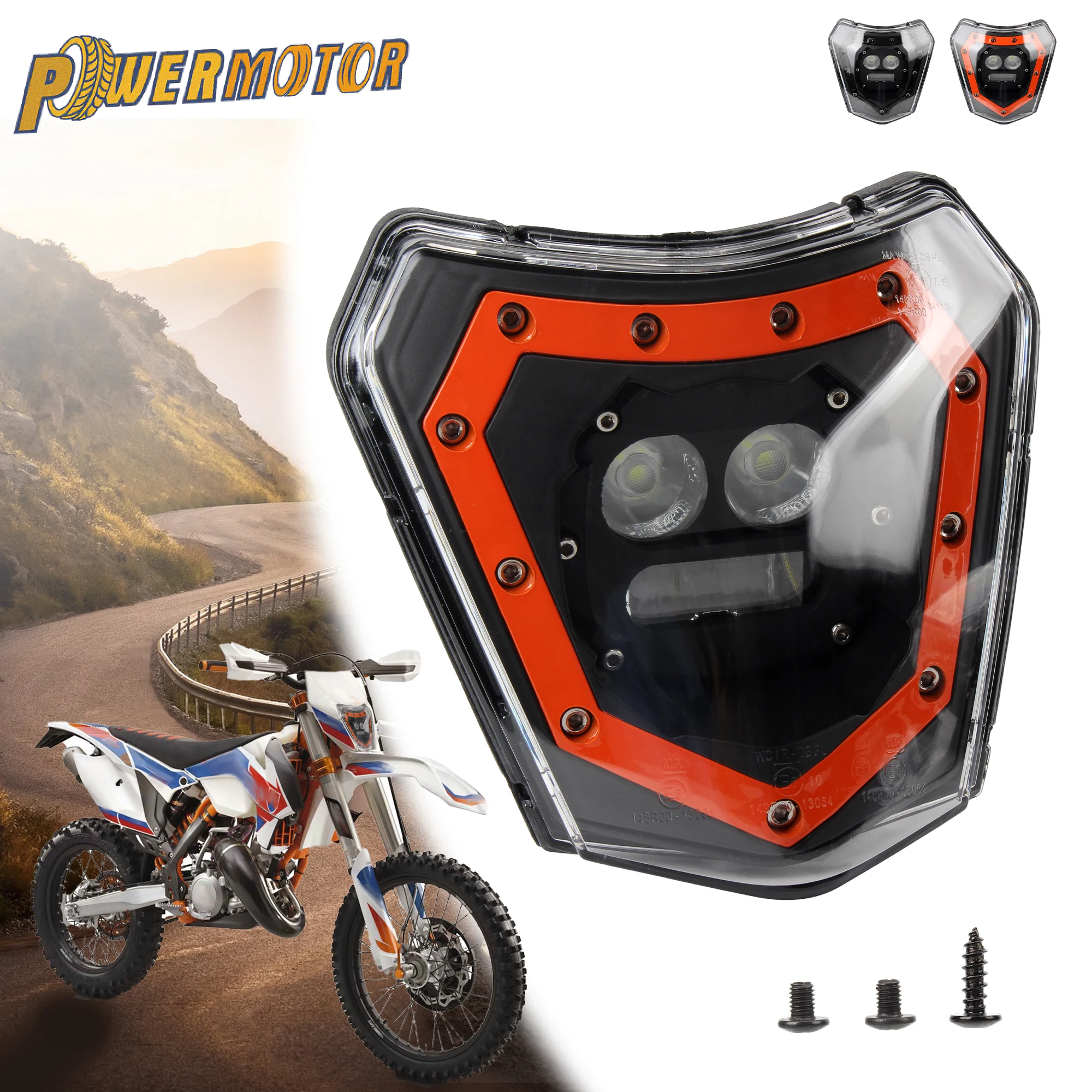 

E-mark Motorcycle LED Headlight Supermoto Headlamp Head Light For KTM EXC EXCF SXF XC XCW XCF 125-500 530 Modification Parts