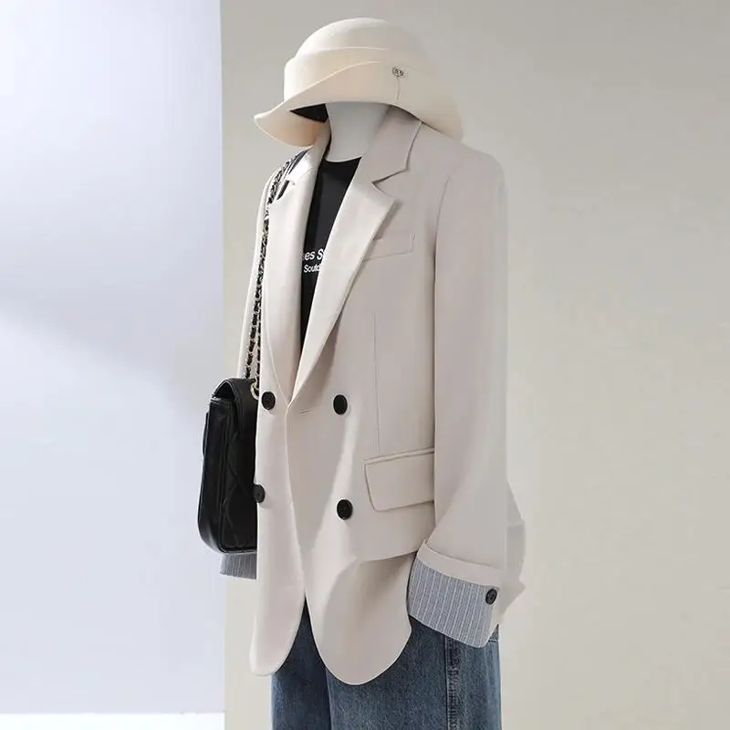 2025 nouvelles femmes Blazer à manches longues Blaser dames costume veste manteau ample femme crantée Blazer bureau dame Double boutonnage Blazers