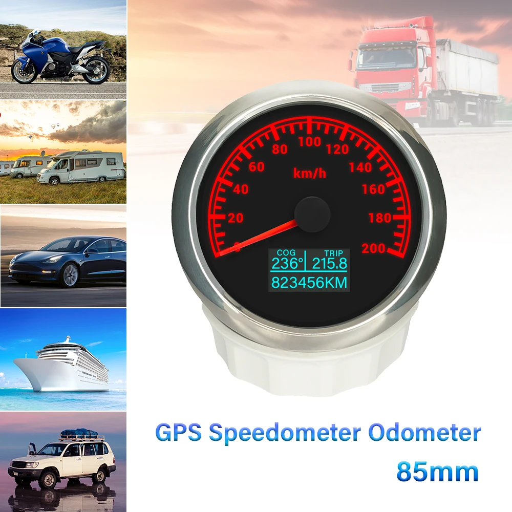 

GPS-спидометр ELING 85 мм, 0-30 узлов/ч, 200 км/ч, 160 м, с COG, функцией TRIP, общим пробегом и 7-цветной подсветкой для автомобиля, мотоцикла, лодки