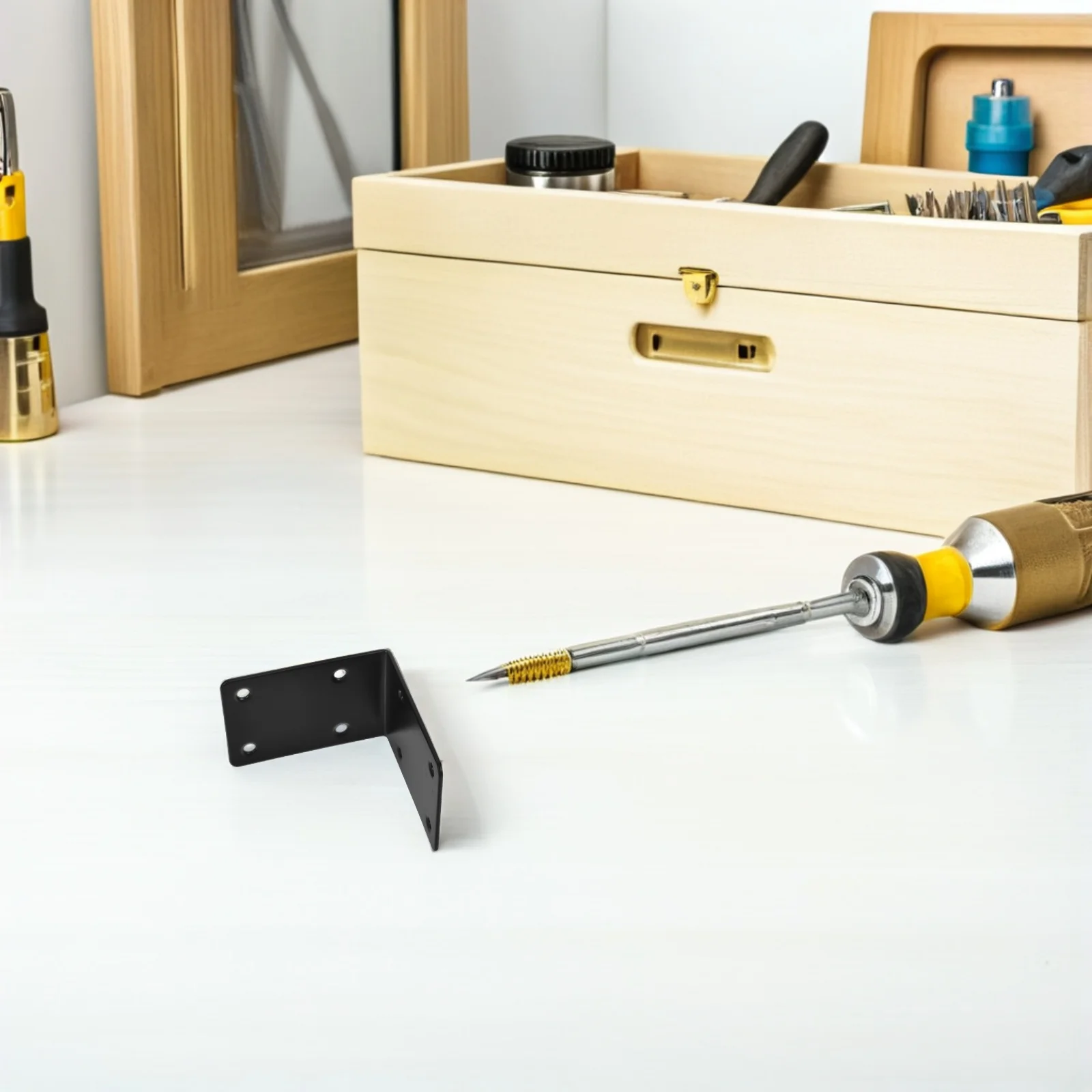 

6Pcs Black Steel Corner Brackets Heavy Duty L Angle Supports for Shelves Balcony Plant Stands Furniture Reinforcement Bracket