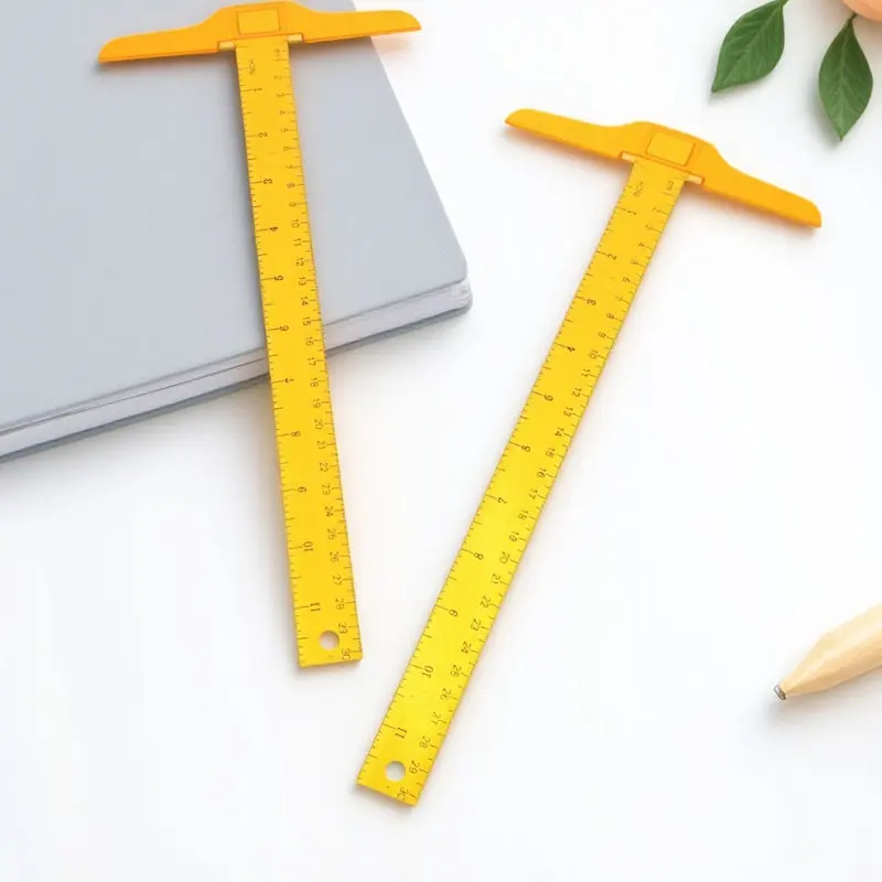 2Pcs T Shape Ruler Transparent Plastic Straight Rulers Easy Calibrate Classroom Office Measuring Tool Double Scale Student
