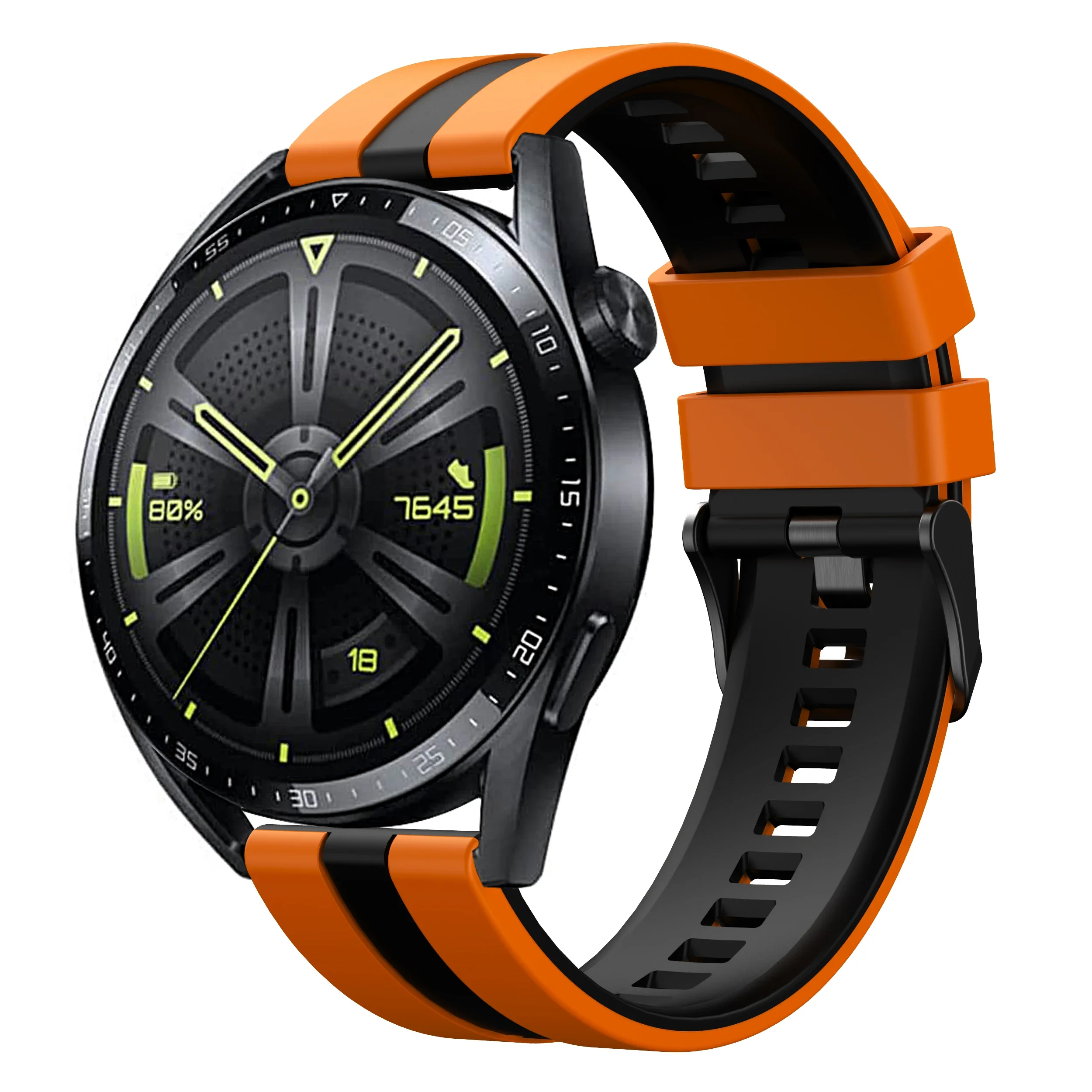 22mm Orange and Black Dual-Tone Straps for HUAWEI GT4 46mm and GT3 46mm Sport silicone rubber band for huawei