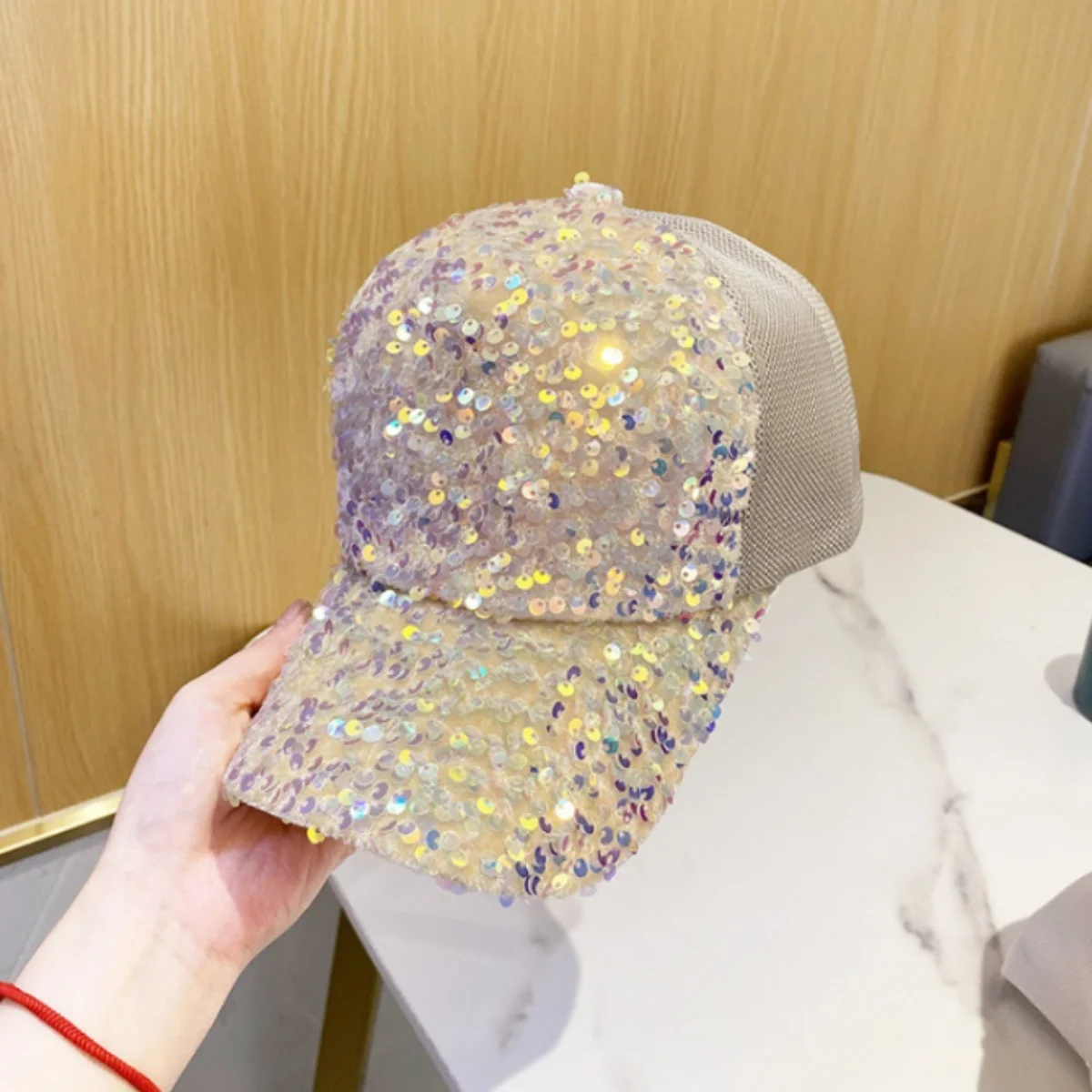 Glitter Hat Women Breathable Sun Visor Travel Fashion All Korean Version Baseball Cap Cap Cap Cap, Valentine's Day Gift, Dating Arte