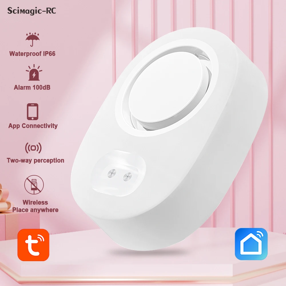 Tuya 2 Versions Smart  Leak Water Alarm Detector App Remote Monitoring  Available Smart Life APP Easy Installation