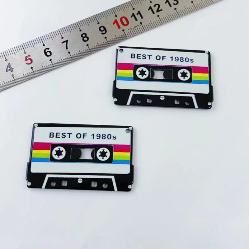 10Pcs Retro Cassette Tape Acrylic Charms Vintage 80s Style Pendants For DIY Necklace Earring Jewelry Making Accessories