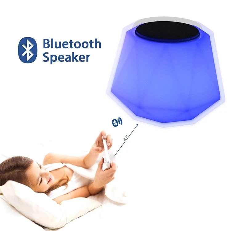 Lampe de Table LED RGBW Portable et Rechargeable avec Télécommande, Haut-Parleur Bluetooth Intelligent, Lumière Tactile, Veilleuse Colorée
