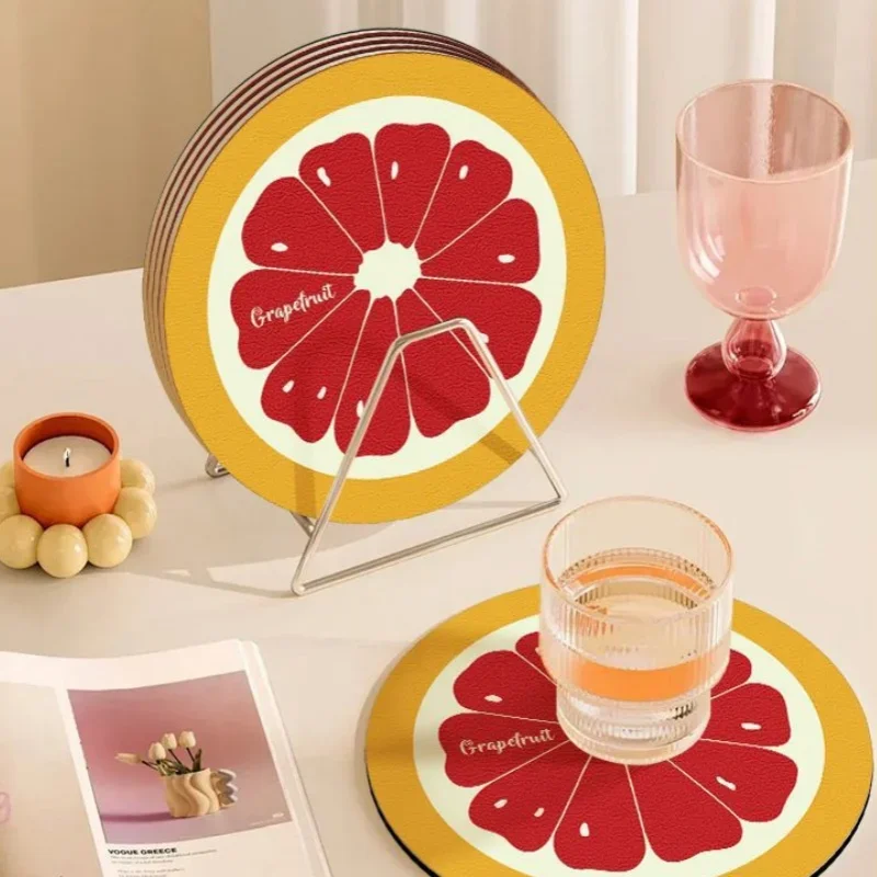 Round Fruit Coasters Creative Natural Rubber Water-absorbent Non-slip Mats Simple Easy To Take Care of High Temperature Coaster