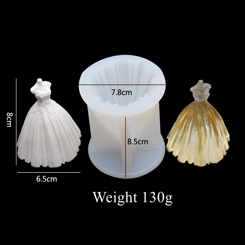 3d Princess Dress Silicone Chocolate Fondant Candy Mould Wedding Dress Resin Mold Cake Baking Tools Soap Candle Mold Diy Gypsum