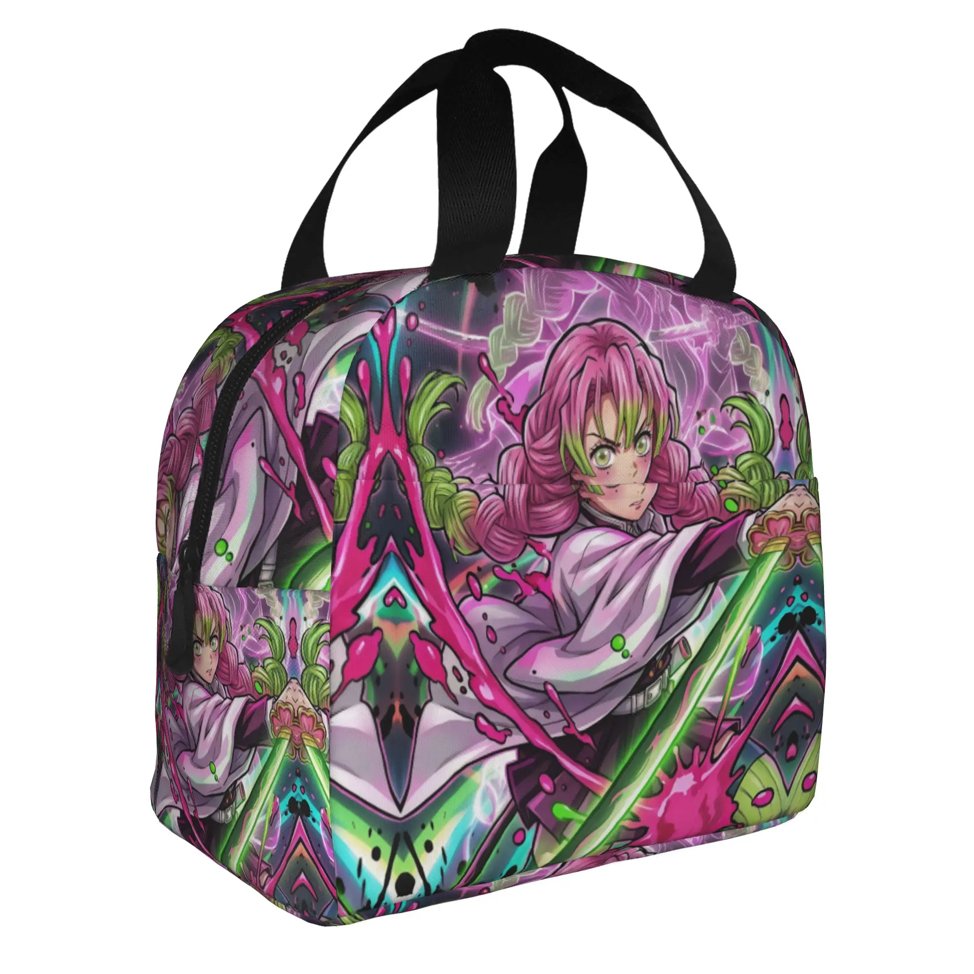 Custom Demon Slayers Insulated Lunch Bags for Camping Travel Kanroji Mitsuri Portable Cooler Thermal Bento Box Men Women view 2