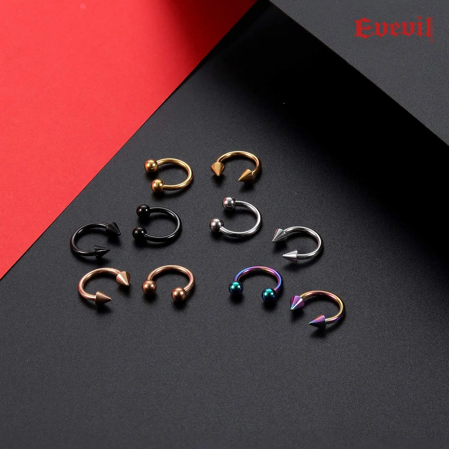 14 جرام 16 جرام الحاجز مجوهرات الجراحية الصلب الحاجز الدائري للنساء الرجال الأنف الأنف خواتم الشفاه Labret الغضروف ثقب الجسم 10 قطعة مجموعة