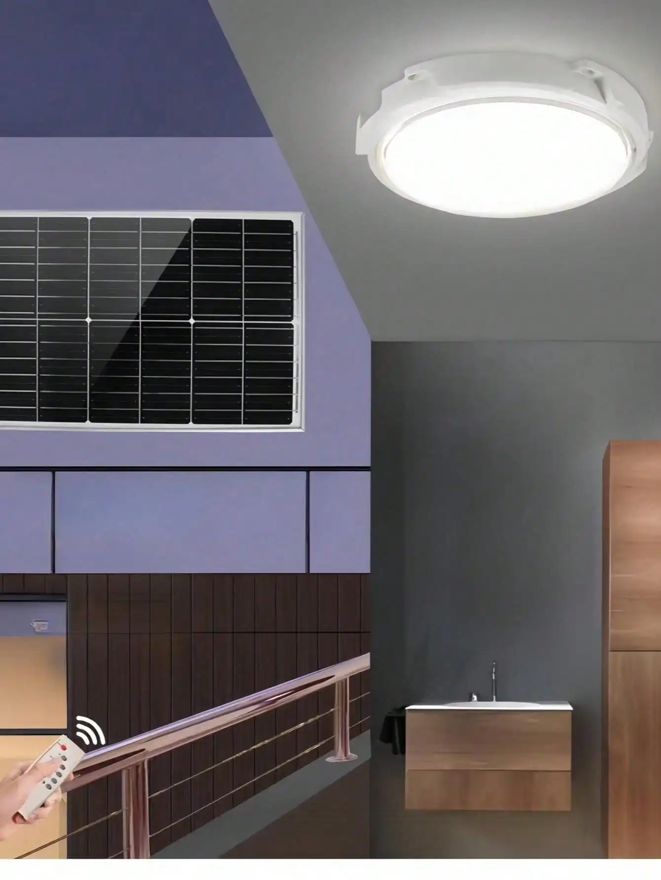 LED-lamp op zonne-energie (1 st): op afstand/bedienbaar, waterdicht ABS, 3 maten (18650 batterij) – balkon/tuin