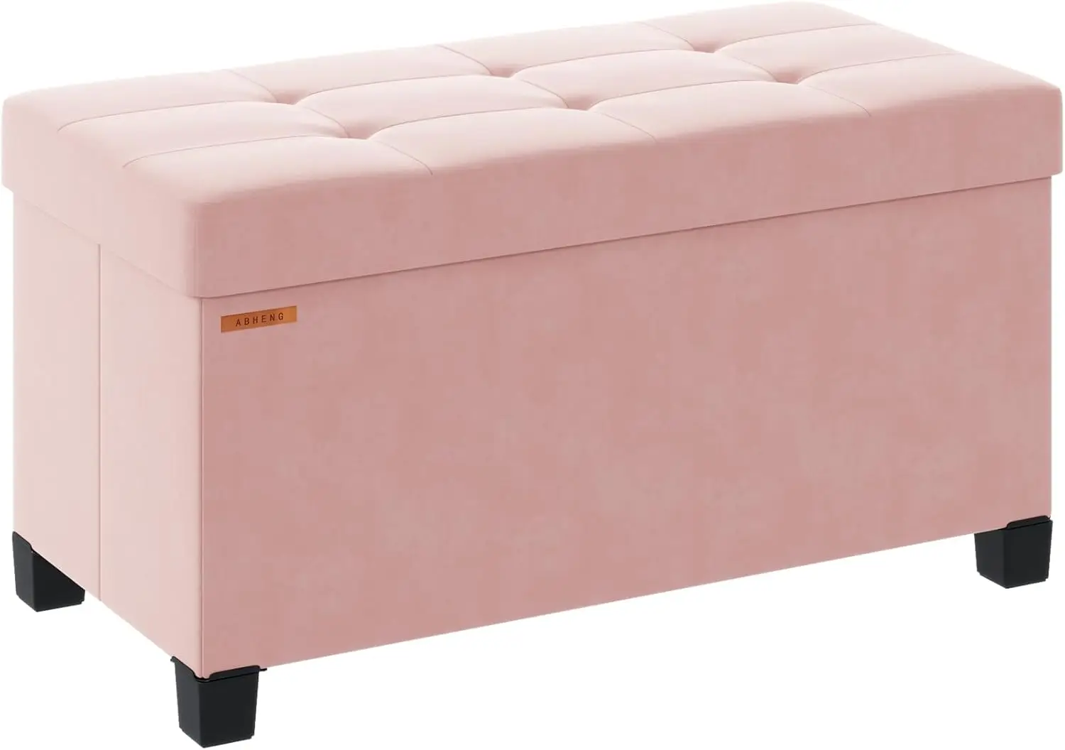 

Foldable Velvet Ottoman Bench with Storage, 15x30x15.7 Inches, Jelly Pink for Living Room, Bedroom & Office