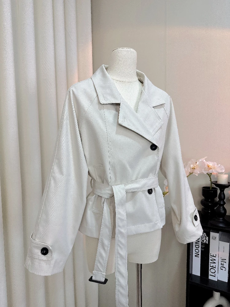 

Autumn Y2k Korean Popular Retro Stand Collar Design Windbreaker Chic 2000s Aesthetic Elegant Women's Trench Coat Female Clothing