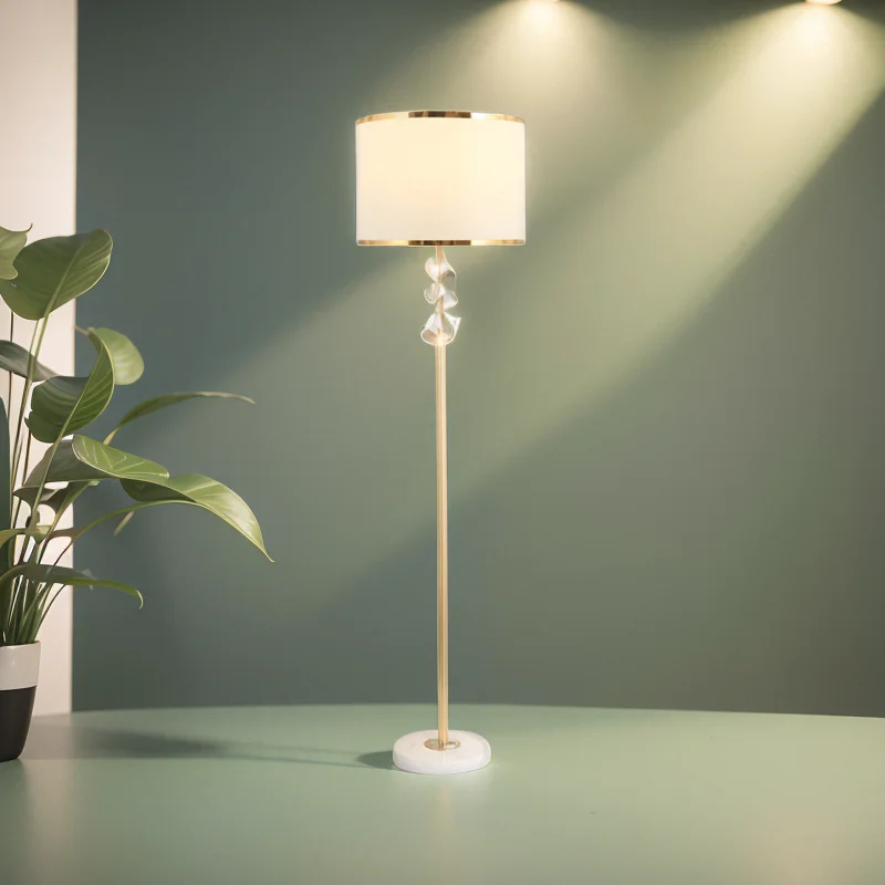 Light luxury crystal floor lamp American simple living room sofa side several bedrooms bedside advanced vertical lamp model room