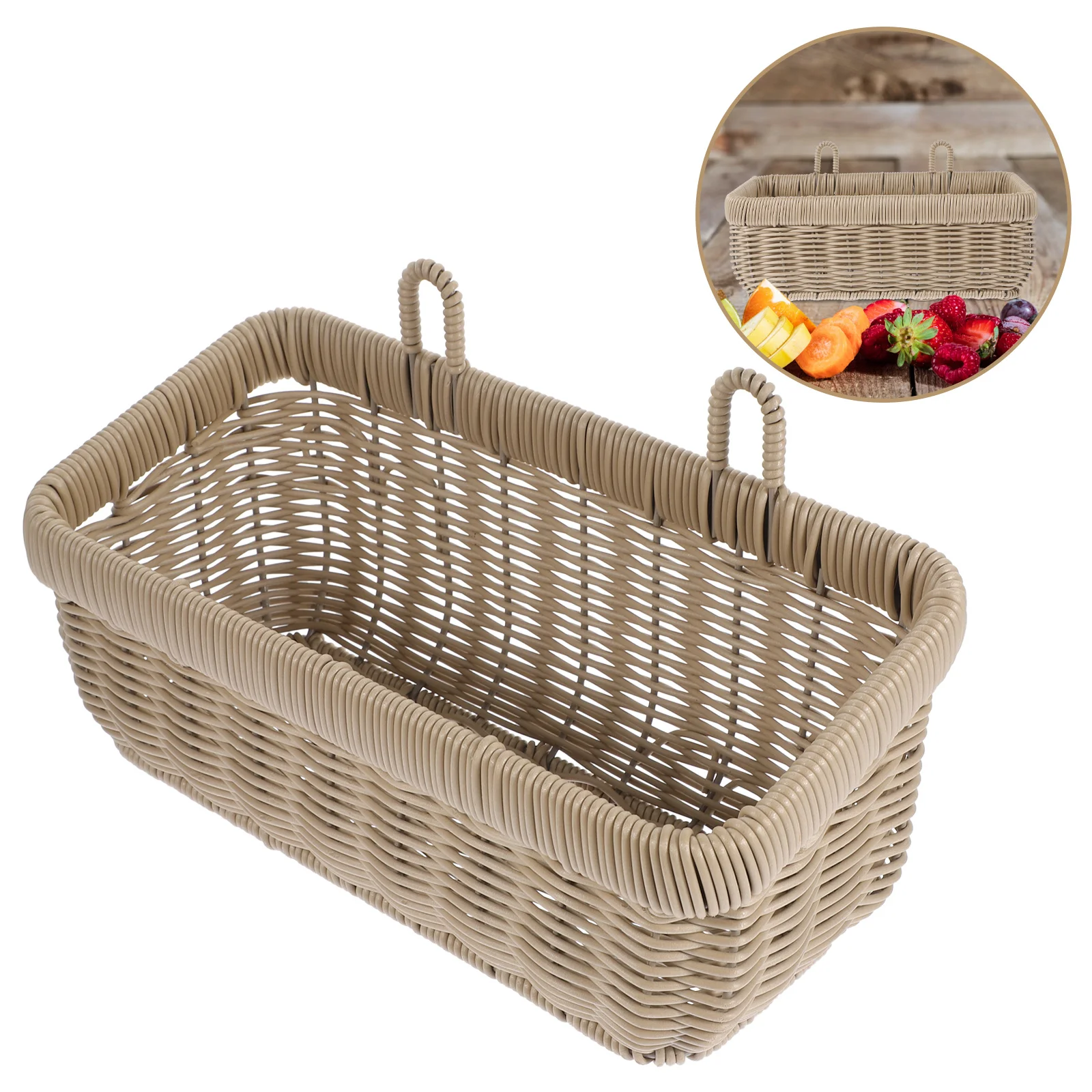 

Wall Basket For Storage Woven Hanging Kitchen Organizer Garlic Ginger Holder Vegetable Fruit Basket Large Sundries