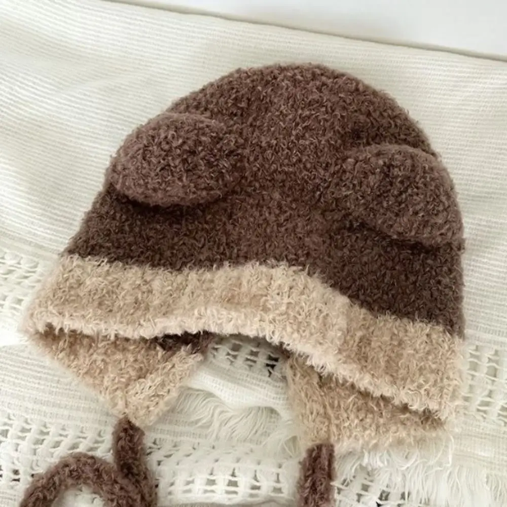 قبعة واقية من أذن الدب للسيدات ، صوف سميك ، قبعات كروشيه لطيفة ، قبعة شتوية