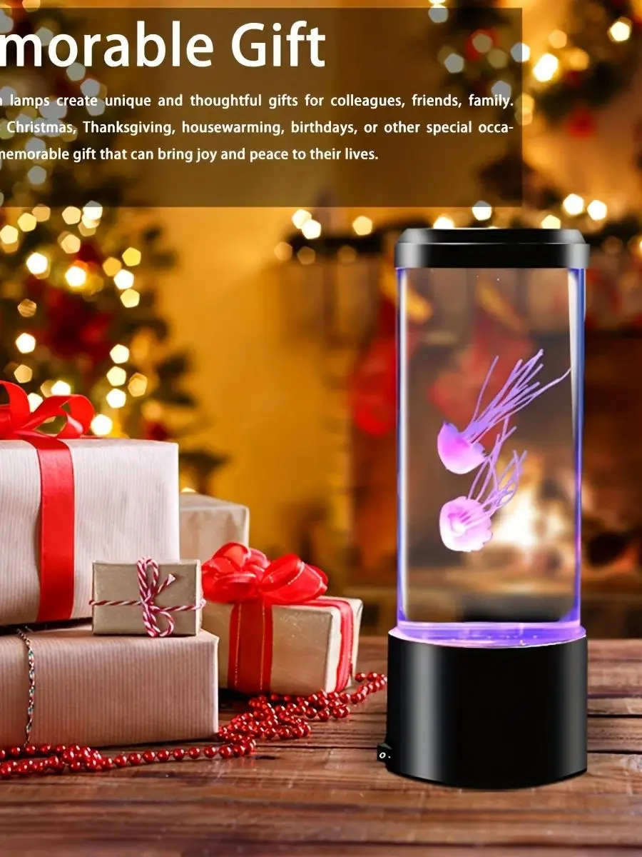 7 Colors LED Jellyfish Lava Lamp Creative Ocean Themed Mood Night Light USB Powered Desktop Decor Lamp for Home Decoration Gift