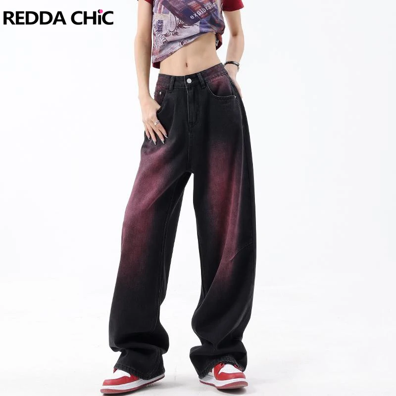 

ReddaChic Street Style Boyfriend Jeans Purple Women Baggy Jeans 90s Retro Skater Oversized Pants Low Waist Trousers Streetwear