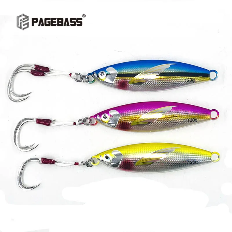 PAGEBASS Slow Metal Jig Señuelo Luminoso con Aleta – Pesca Alta Mar