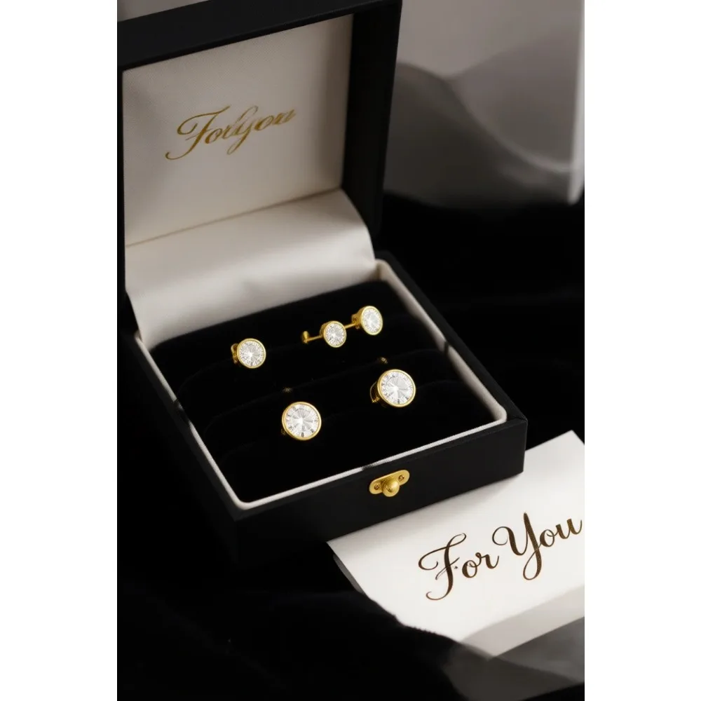 

Набор из 5 пар сережек-гвоздиков с фианитами, гипоаллергенные, круглые, имитация бриллиантов, 3-7 мм, для женщин