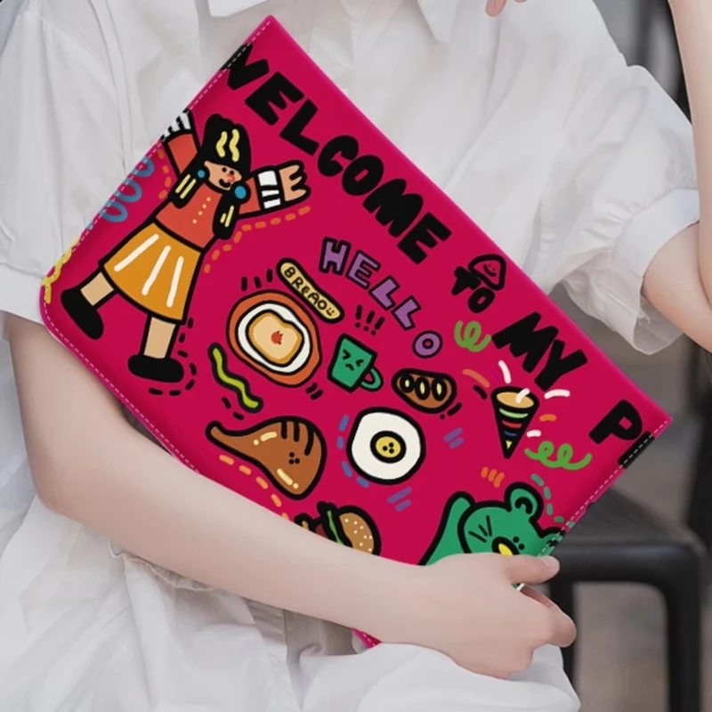 Tapete de mouse para laptop 2 em 1 divertido e fofo e bolsa com forro interno – Capa protetora ultra leve para notebook de 12 a 15 polegadas Kawaii