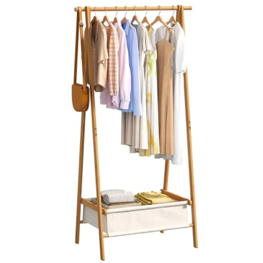 

Напольная вешалка для одежды с корзиной для хранения, высокий органайзер для гардероба, черная, компактная конструкция для спальни