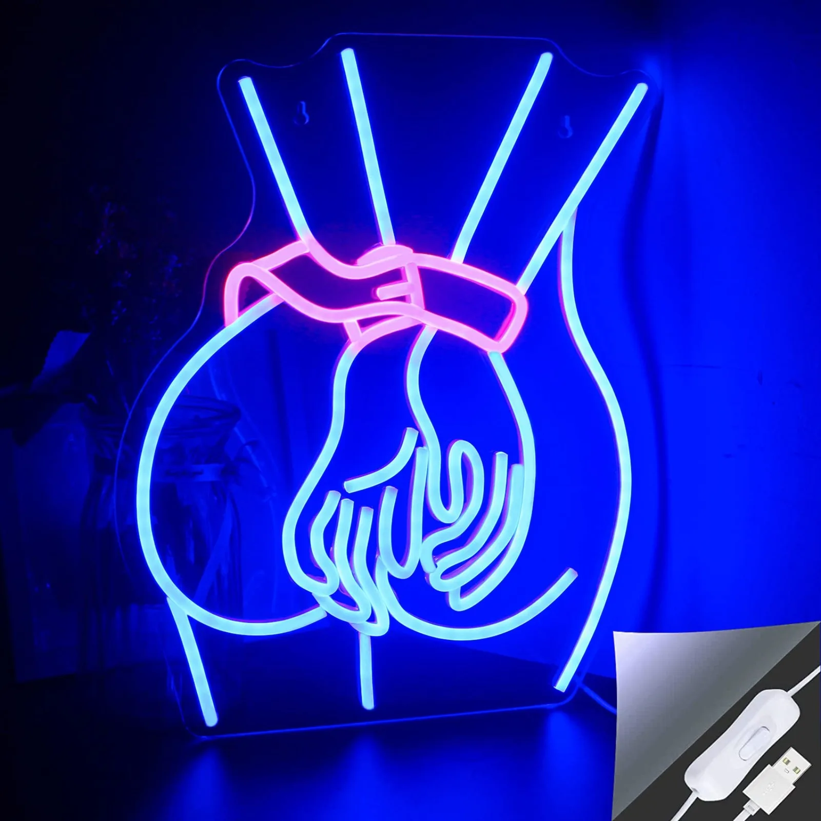 

Neon Sign LED Blue Neon Sign for Bedroom Man Game Room Bar Home Party Art Decor Gifts,Bathroom Decor,Bar,Club