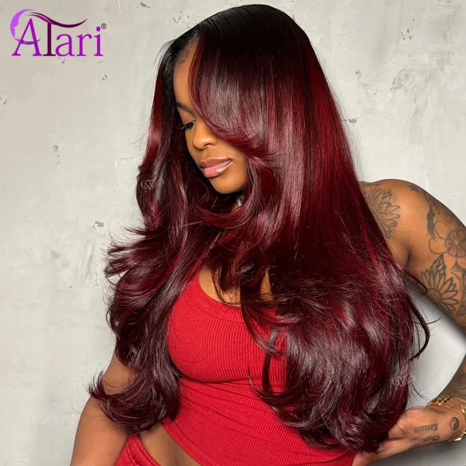 

Парик из натуральных волос 1B Burgundy 13x4 13x6 с прозрачной кружевной основой, волнистый, омбре красный 99J, бразильские волосы, предварительно проработанный, с эффектом натуральной линии роста волос