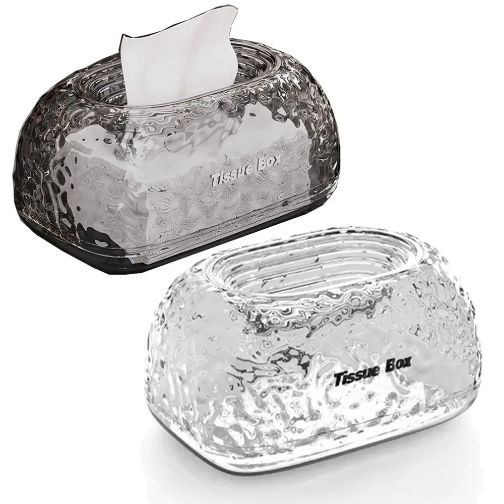 Sinking Design Irregular Tissue Box INS Wide Mouth Clear Paper Holder Smooth Extraction Glacier Wave Modern Napkin Dispenser