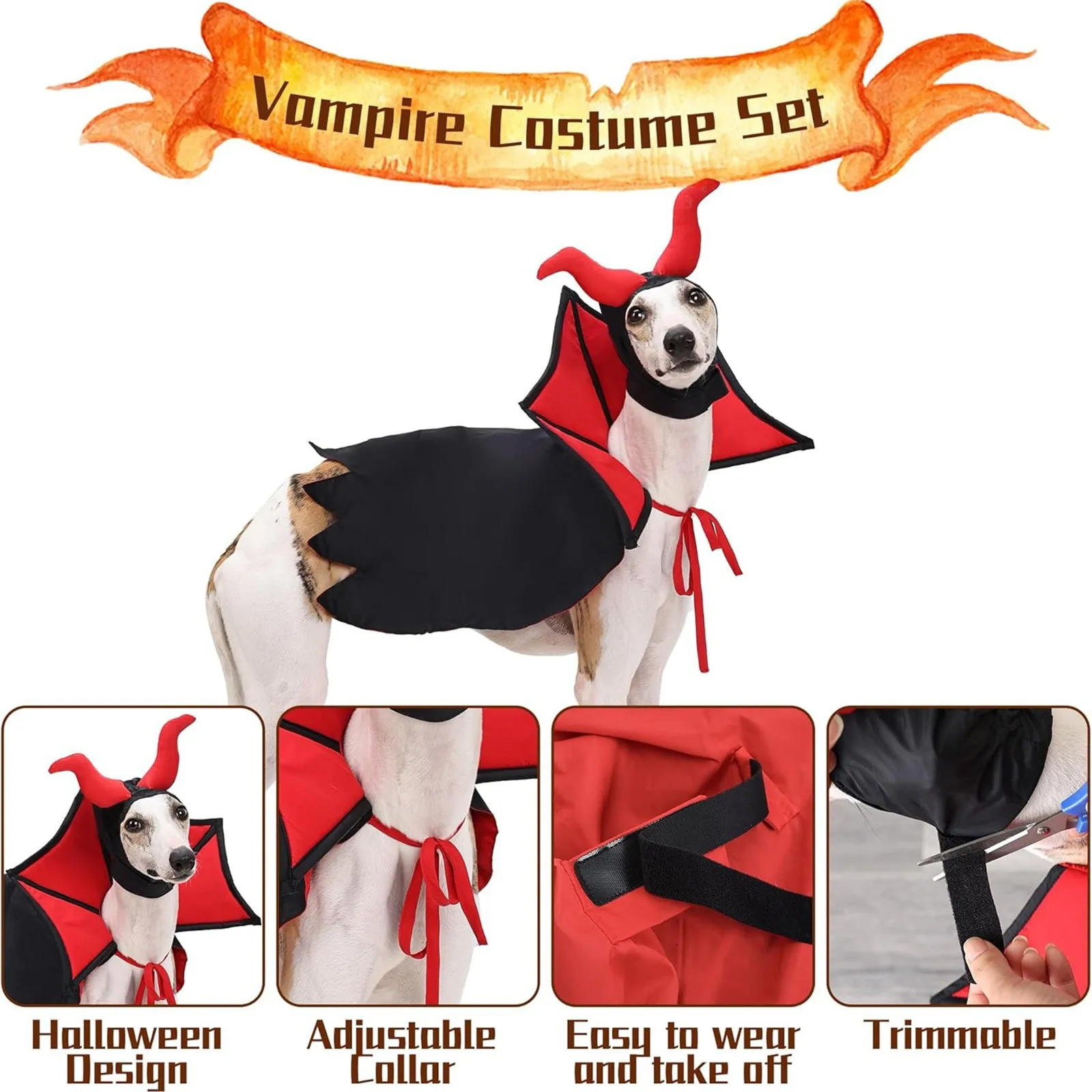 Halloween Pet Cape Costume Cat Cloak Costume With Devil Horns Hat Funny Dog Mantle Apparel For Small Medium Dogs Cats Puppy